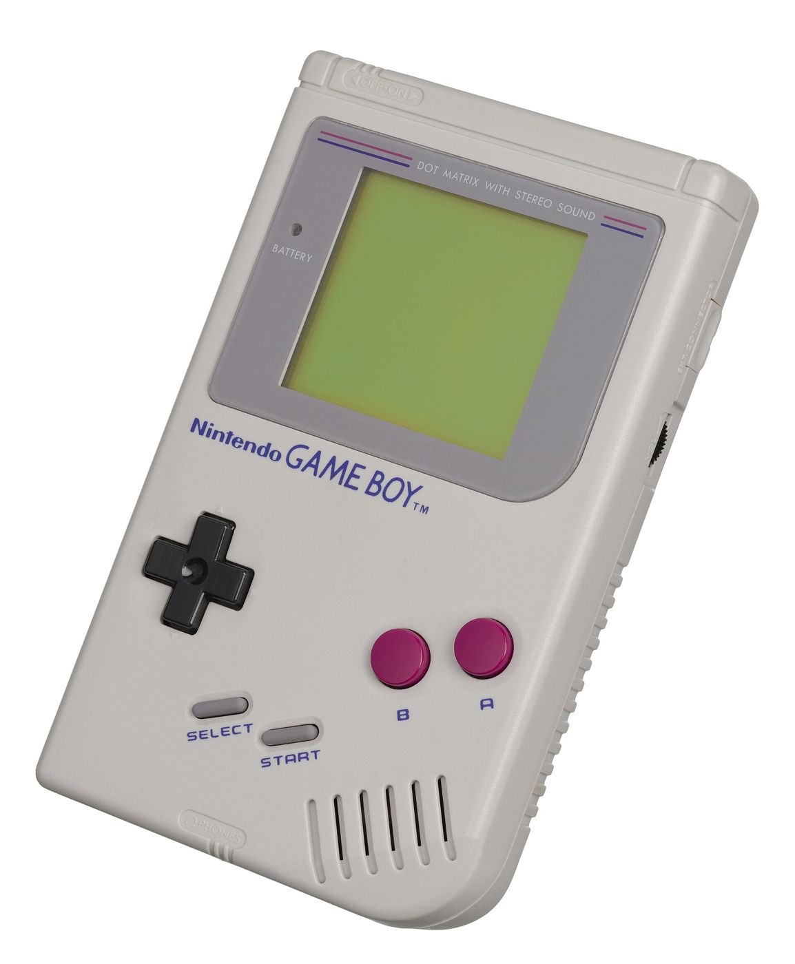 A grey Nintendo Game Boy